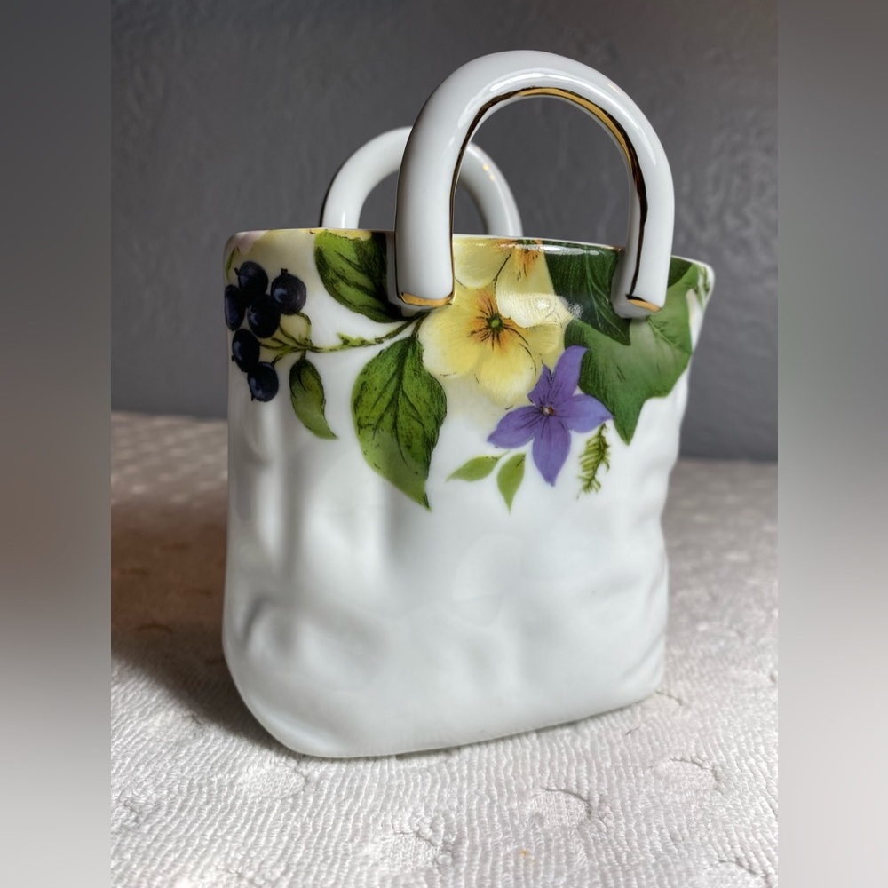 Vintage NAPCO Porcelain Handled Bag Trinket Holder - Collectible